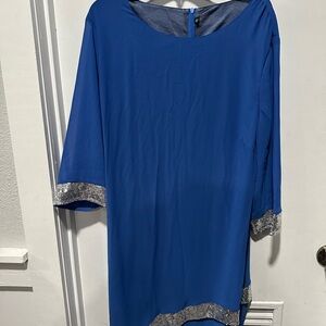 Blue Dress with Silver Accents